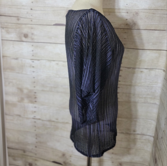Blue/black Sheer top, size M - Picture 3 of 5